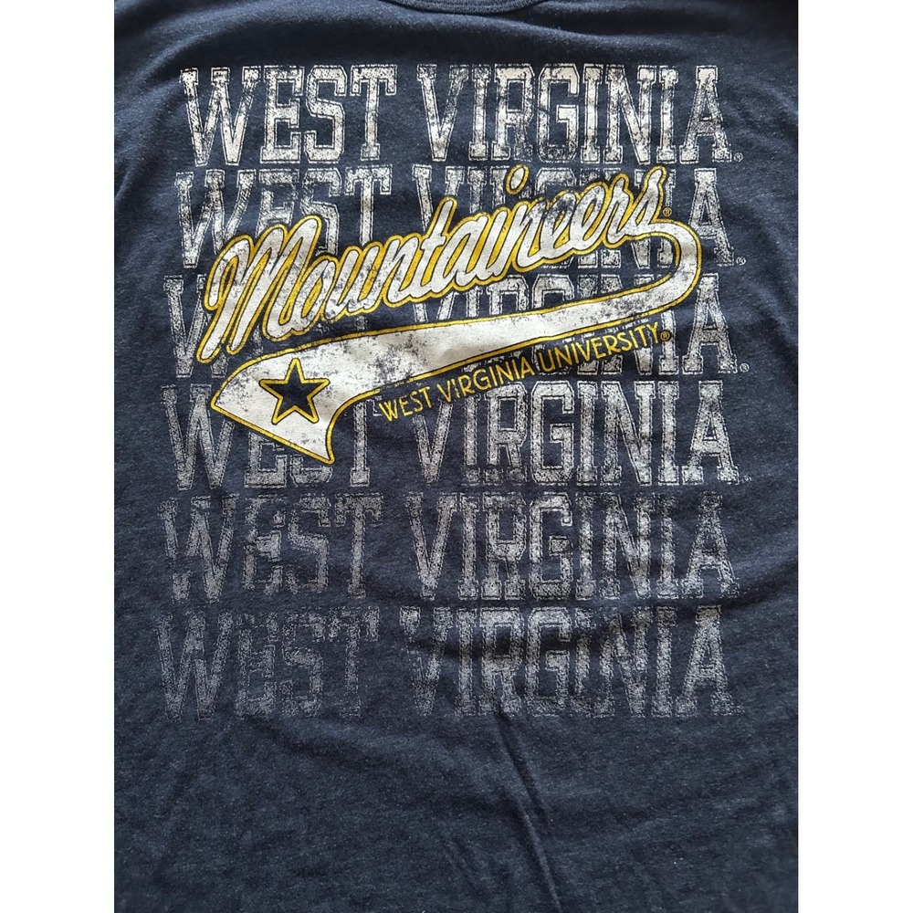 West Virginia Mountaineers WVU T-Shirt Navy Blue Creative Apparel Women's Large